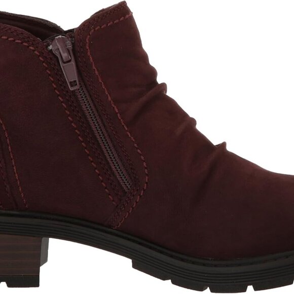 Women's Ankle Boot Nubuck Leather Burgundy 5.5 Comfort Cushioned Heel - Picture 6 of 7
